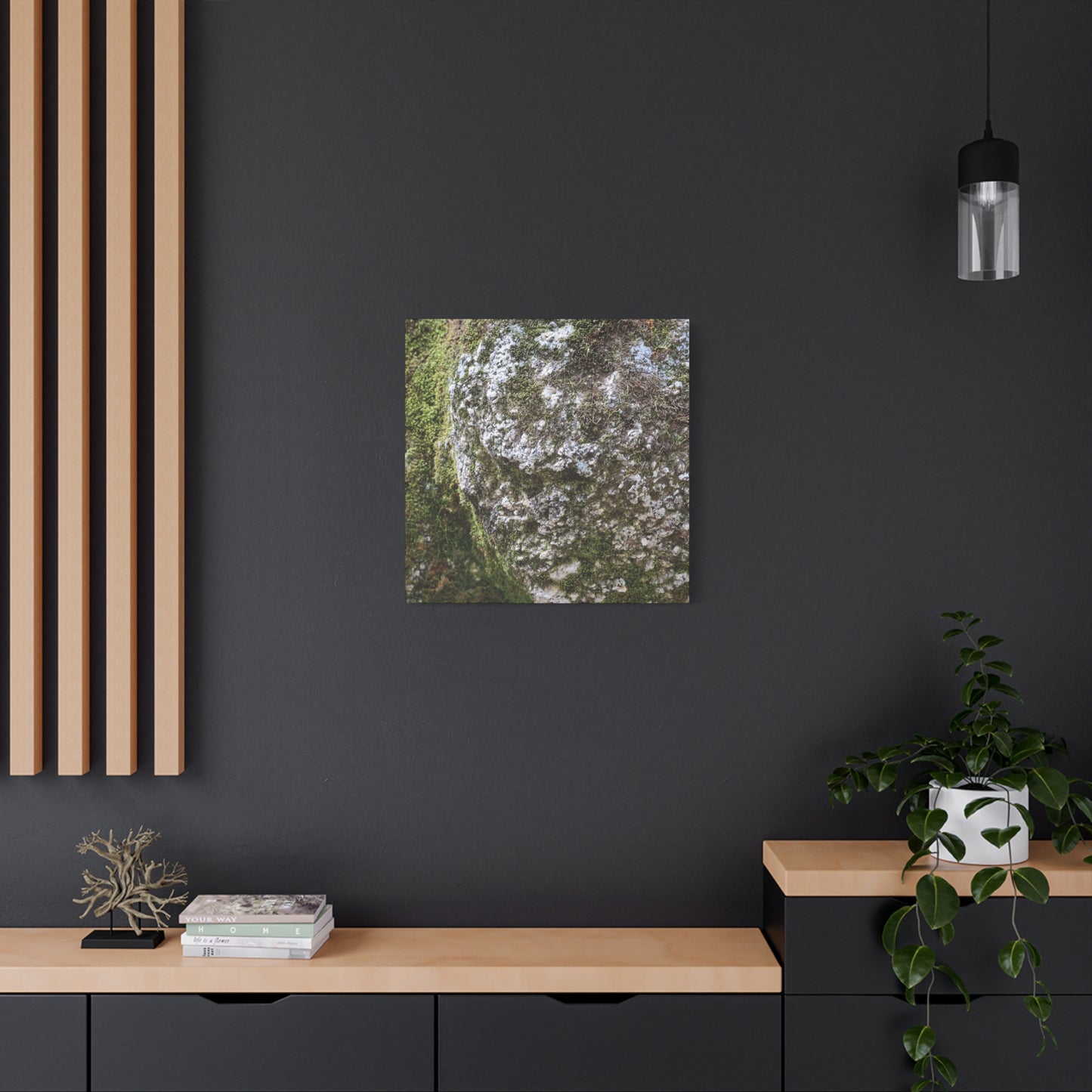 Moss and Stone Whispers - Unique Frameless Canvas Wall Art