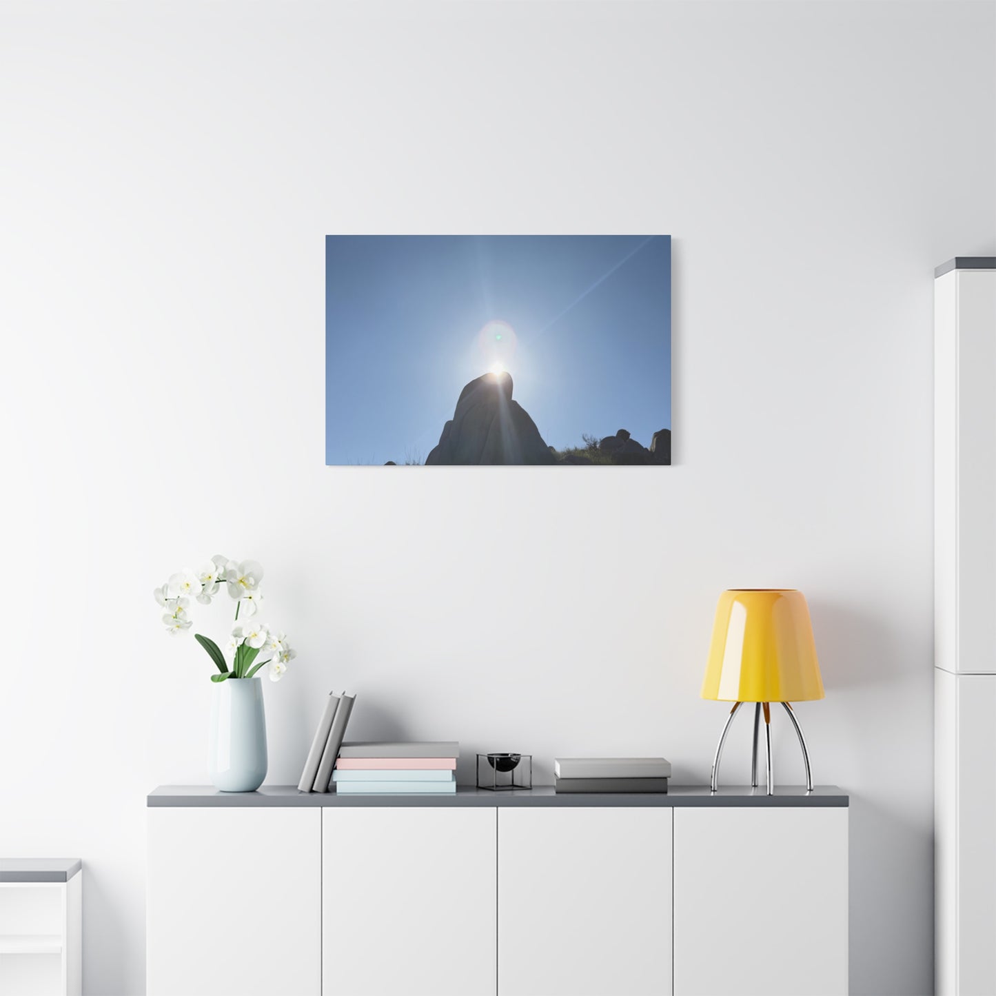 Sunburst Over Stone - Unique Frameless Canvas Wall Art