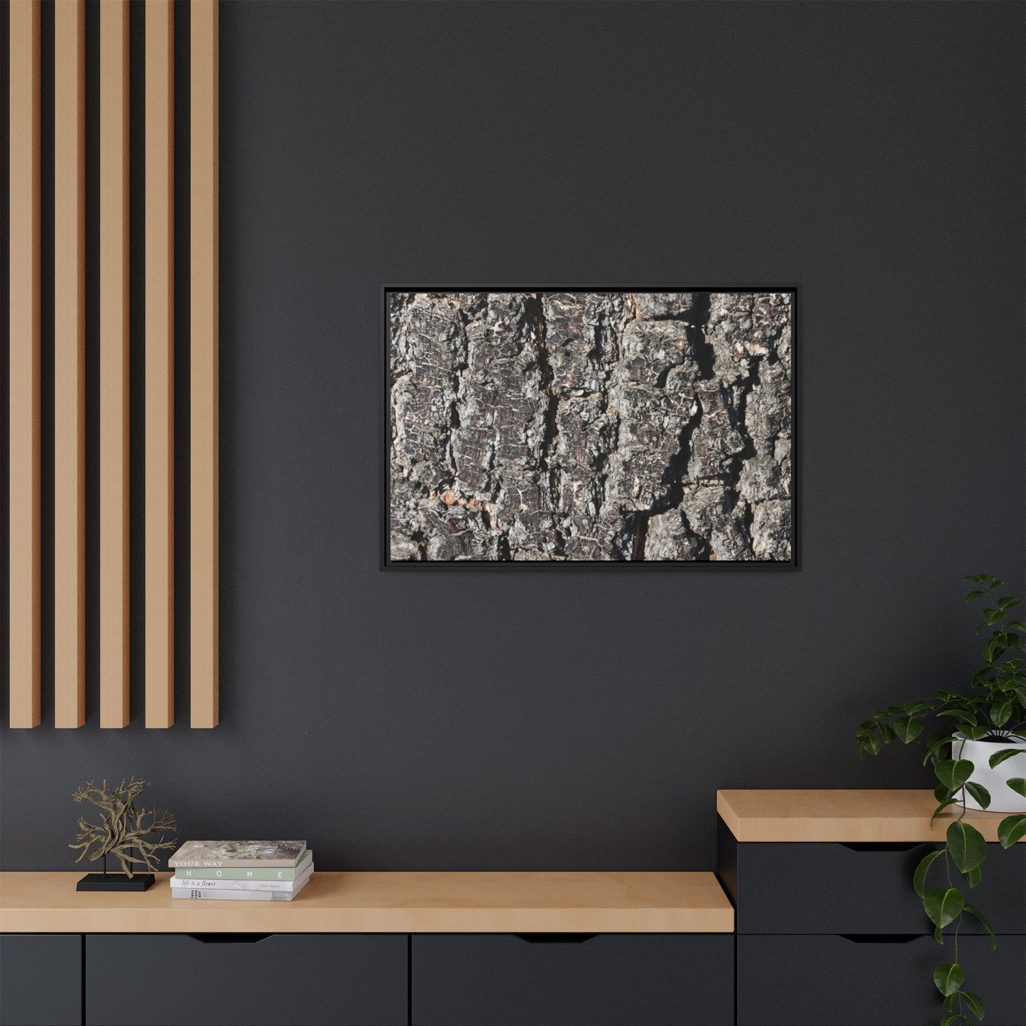 Bark Study in Gray - Unique Stretched Canvas Wall Art