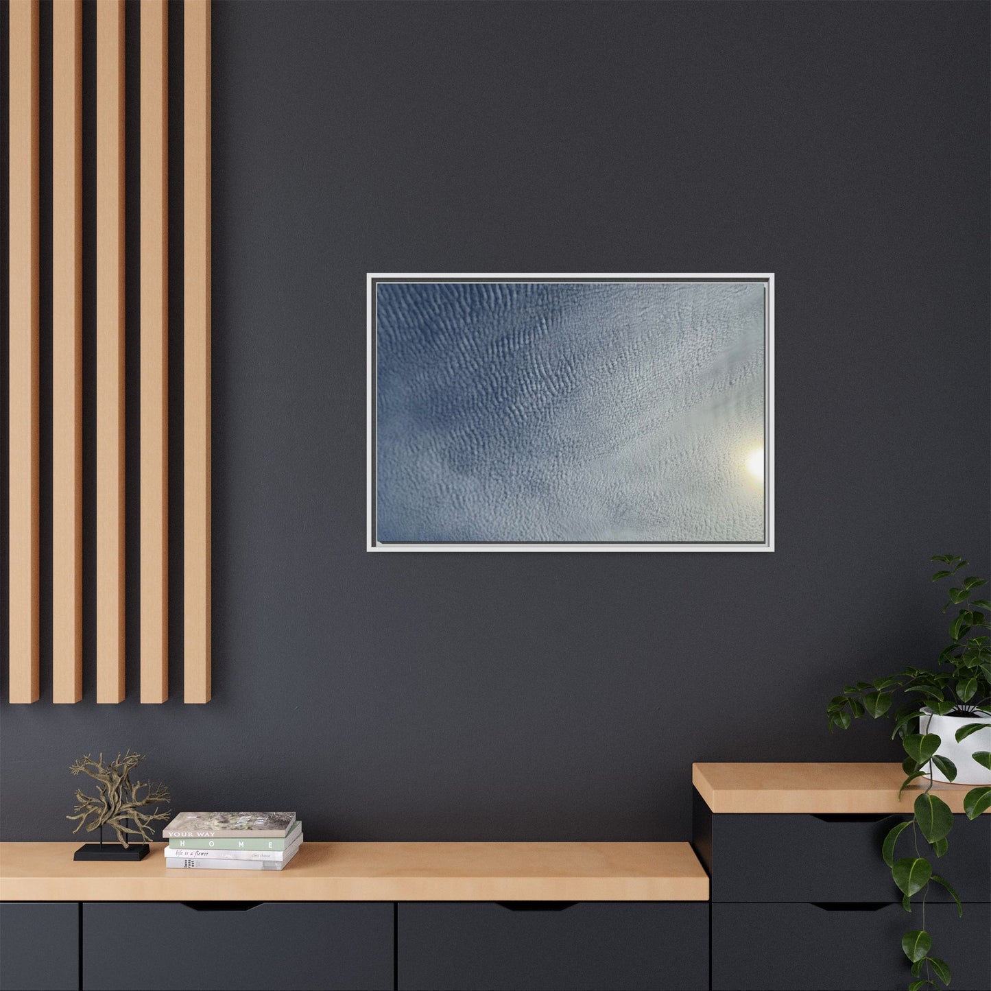 Undulating Whispers of Cerulean Stillness - Unique Stretched Canvas Wall Art