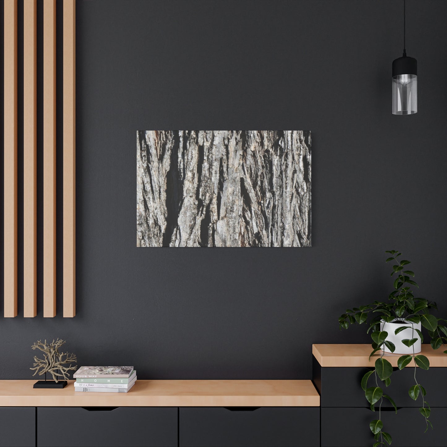 Bark Layers in Monochrome - Unique Frameless Canvas Wall Art