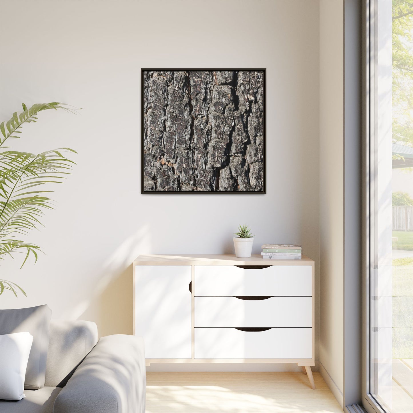 Bark Study in Gray - Unique Stretched Canvas Wall Art