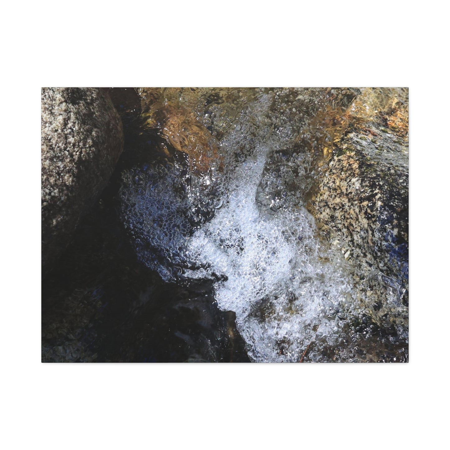 Water's Whisper Between Stone - Unique Frameless Canvas Wall Art