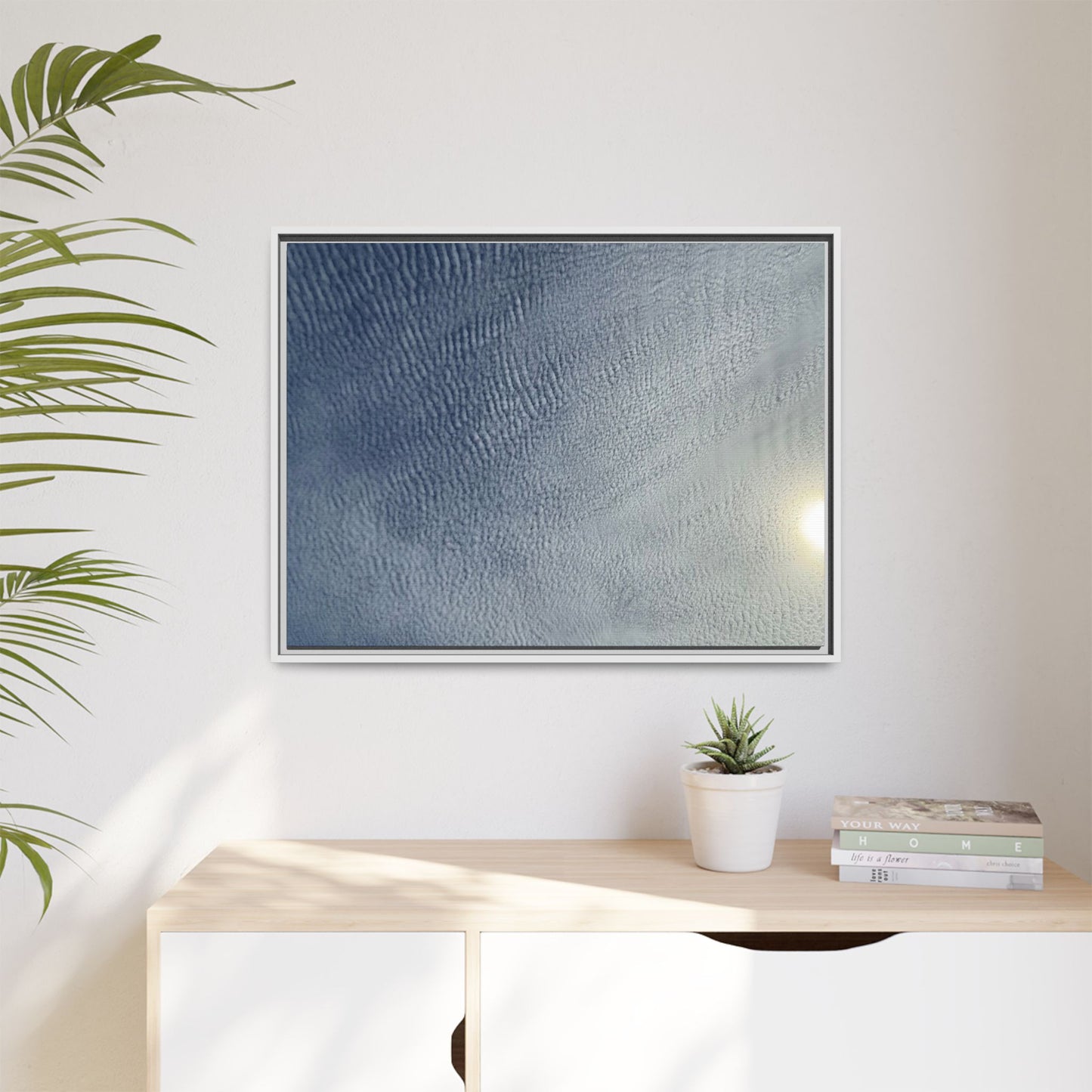 Undulating Whispers of Cerulean Stillness - Unique Stretched Canvas Wall Art