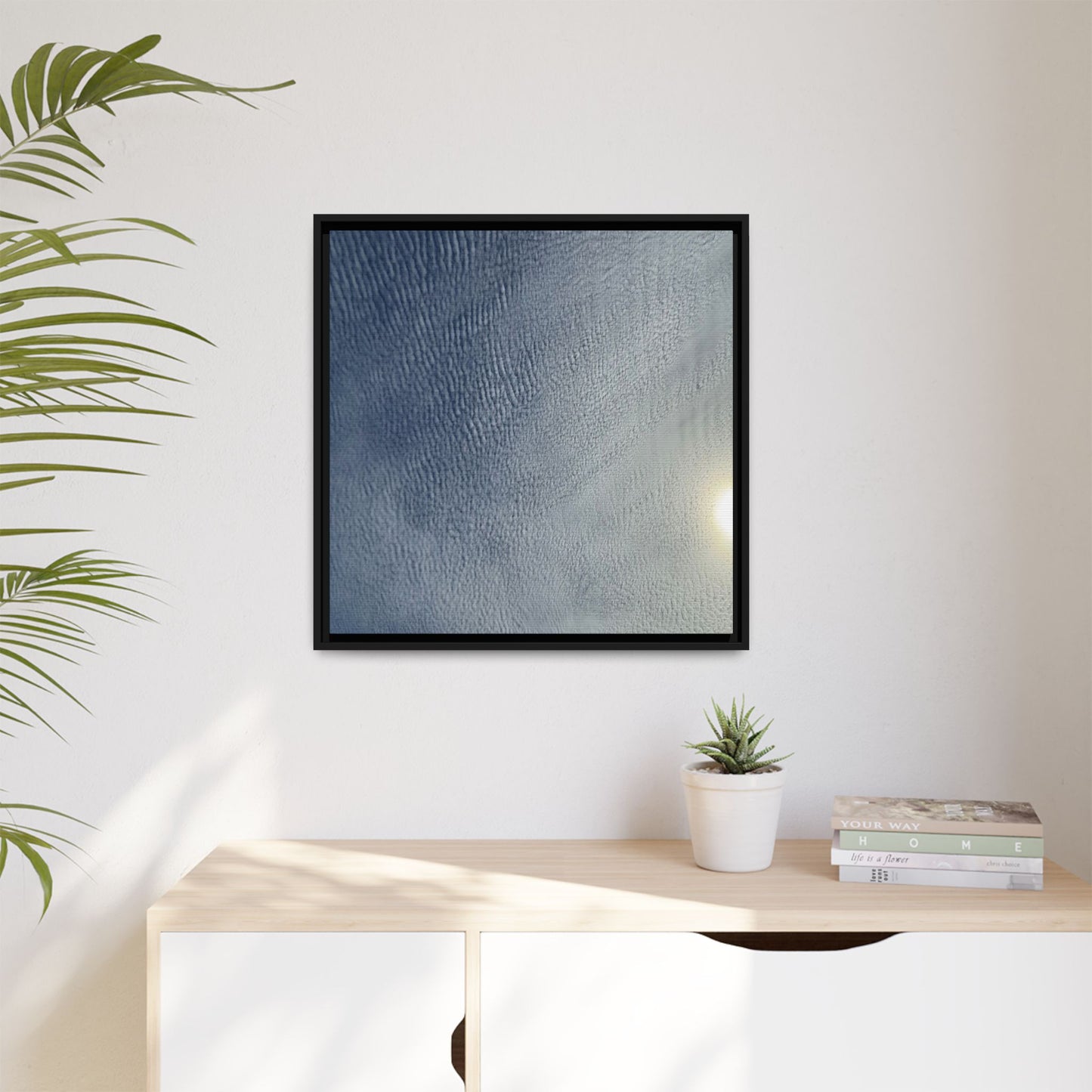 Undulating Whispers of Cerulean Stillness - Unique Stretched Canvas Wall Art