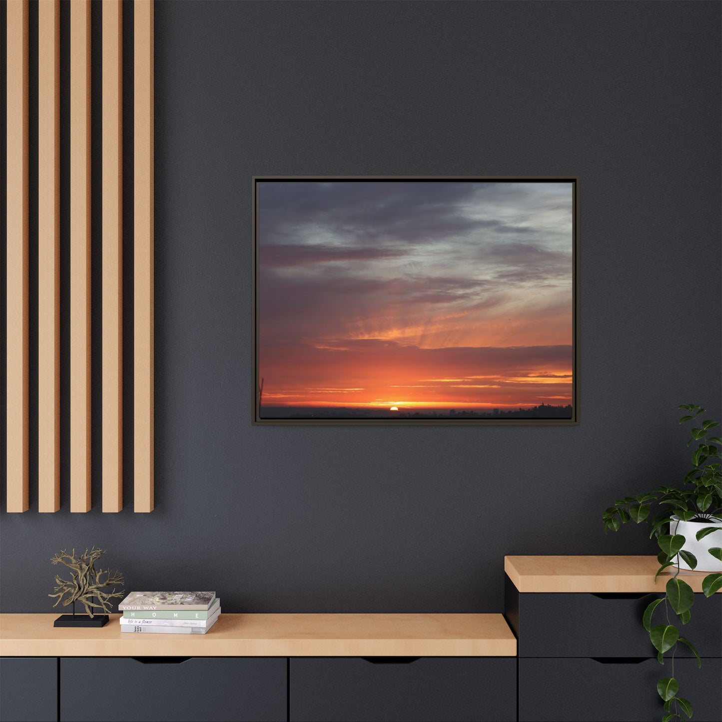 Fiery Horizon - Unique Stretched Canvas Wall Art