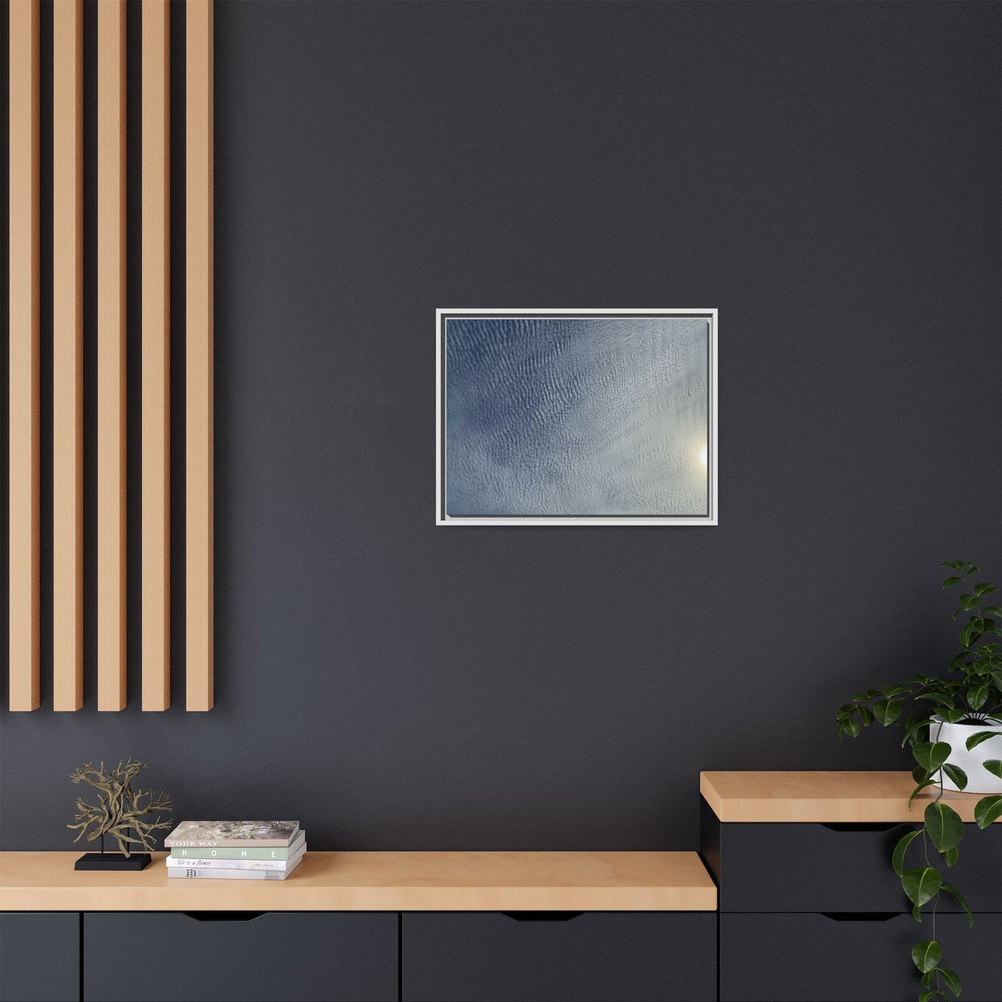 Undulating Whispers of Cerulean Stillness - Unique Stretched Canvas Wall Art