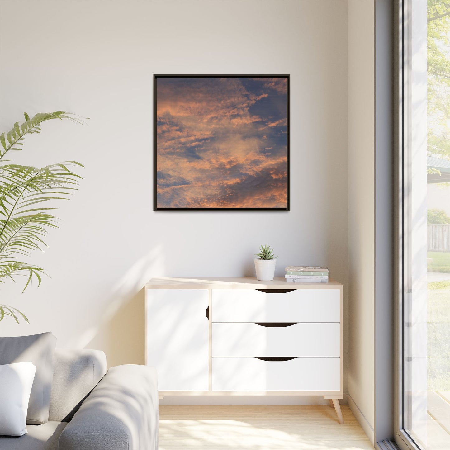 Sunset's Ethereal Canvas - Unique Stretched Canvas Wall Art