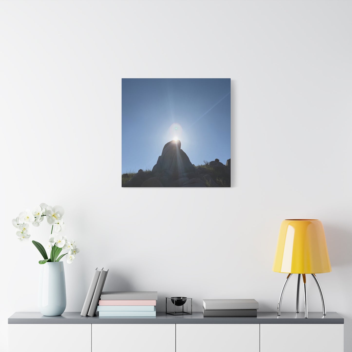 Sunburst Over Stone - Unique Frameless Canvas Wall Art
