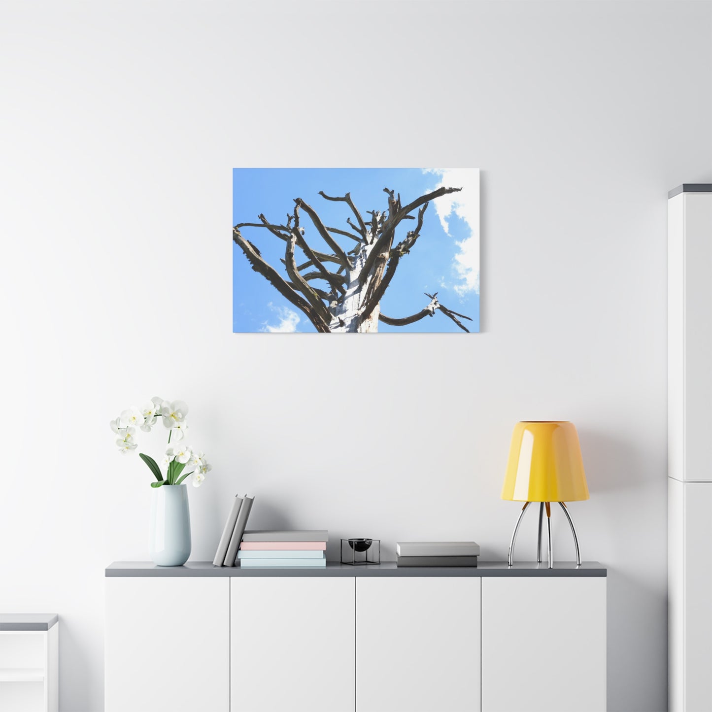 Skeletal Branches Reaching - Unique Frameless Canvas Wall Art