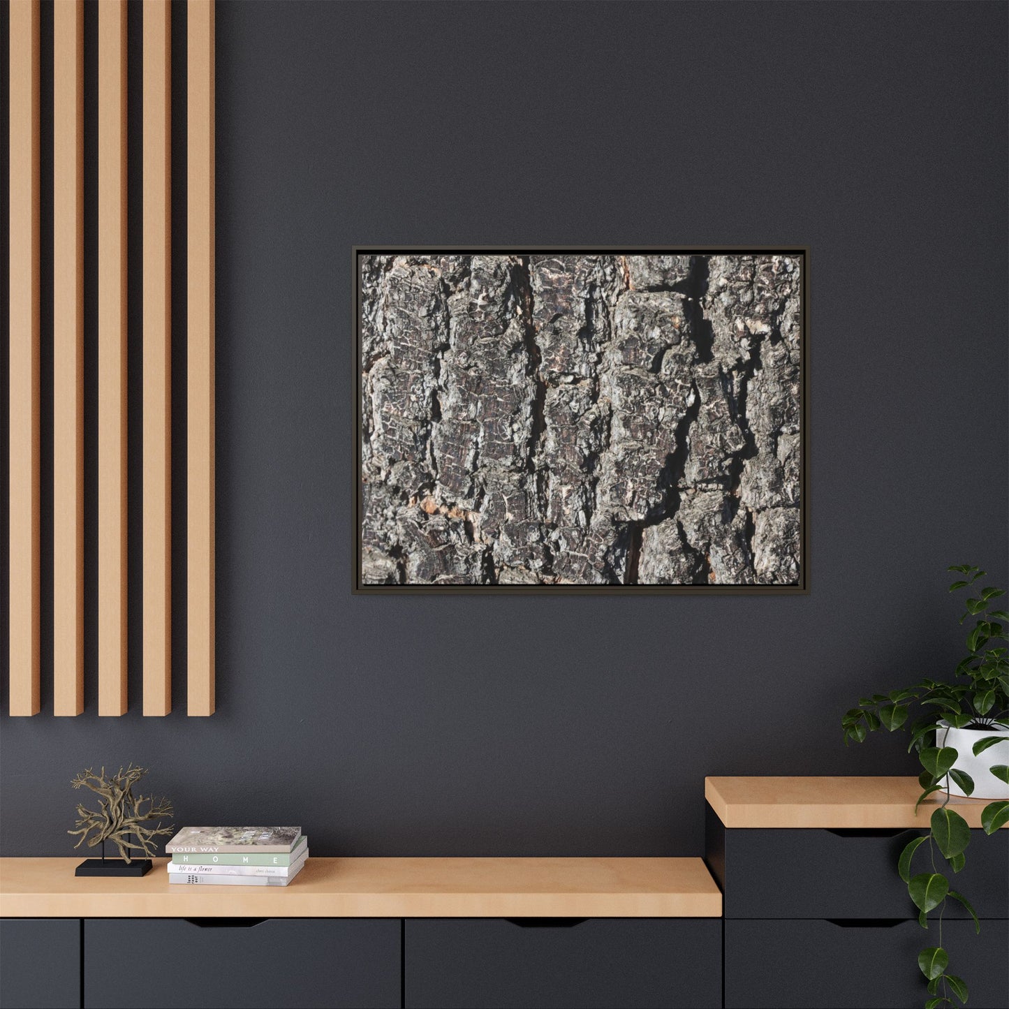 Bark Study in Gray - Unique Stretched Canvas Wall Art