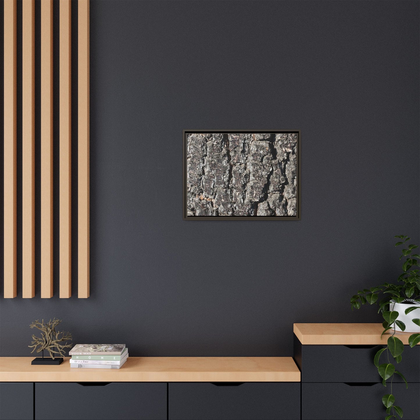 Bark Study in Gray - Unique Stretched Canvas Wall Art