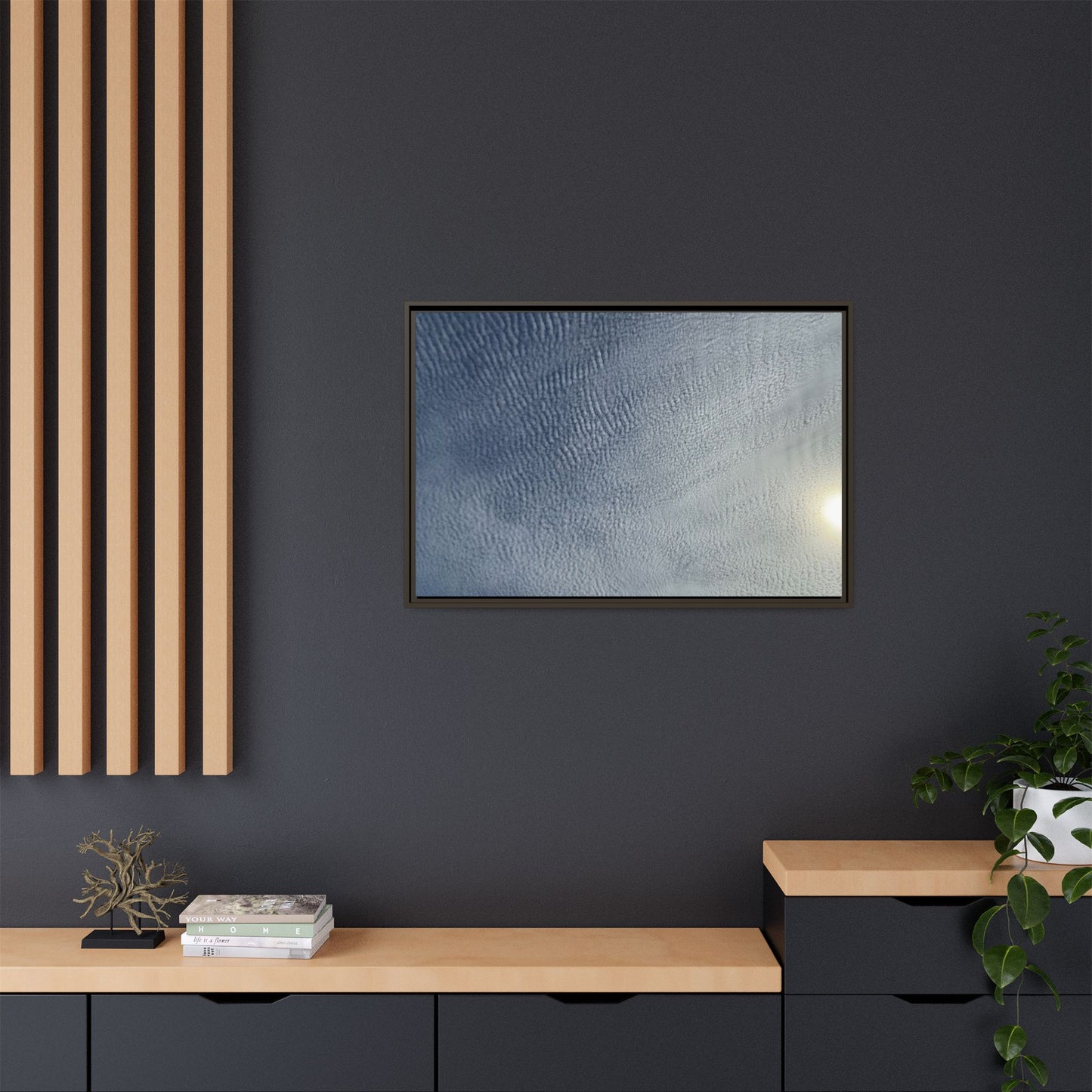 Undulating Whispers of Cerulean Stillness - Unique Stretched Canvas Wall Art