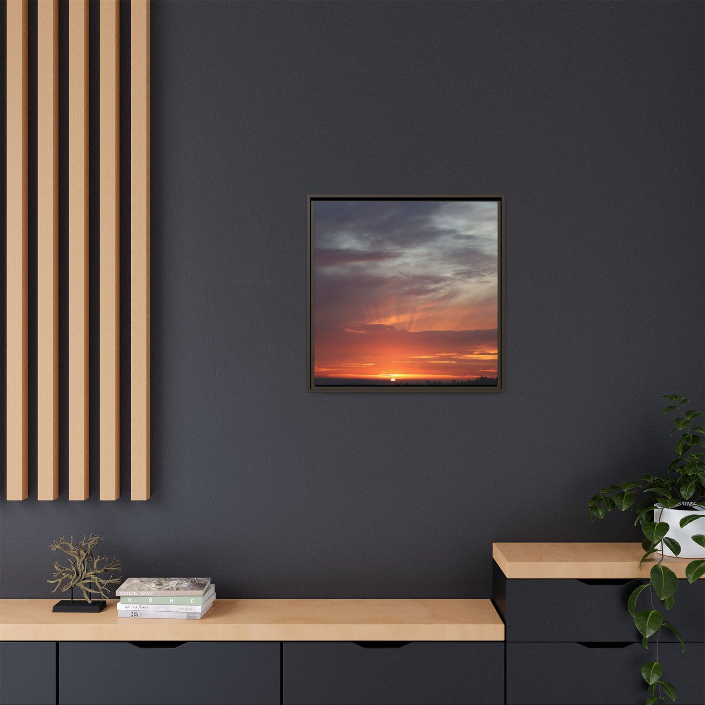 Fiery Horizon - Unique Stretched Canvas Wall Art