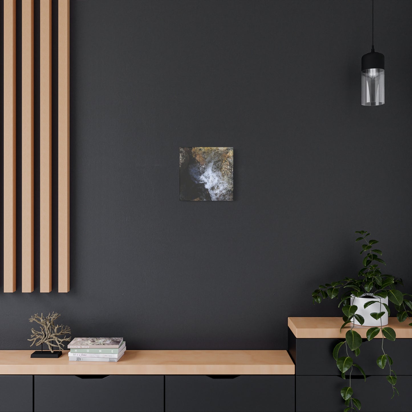 Water's Whisper Between Stone - Unique Frameless Canvas Wall Art