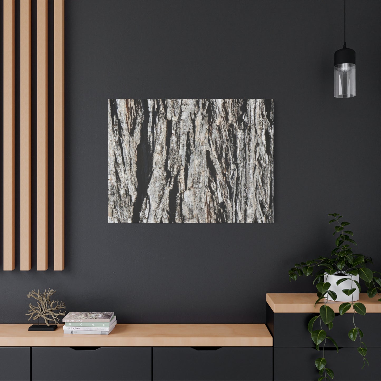 Bark Layers in Monochrome - Unique Frameless Canvas Wall Art