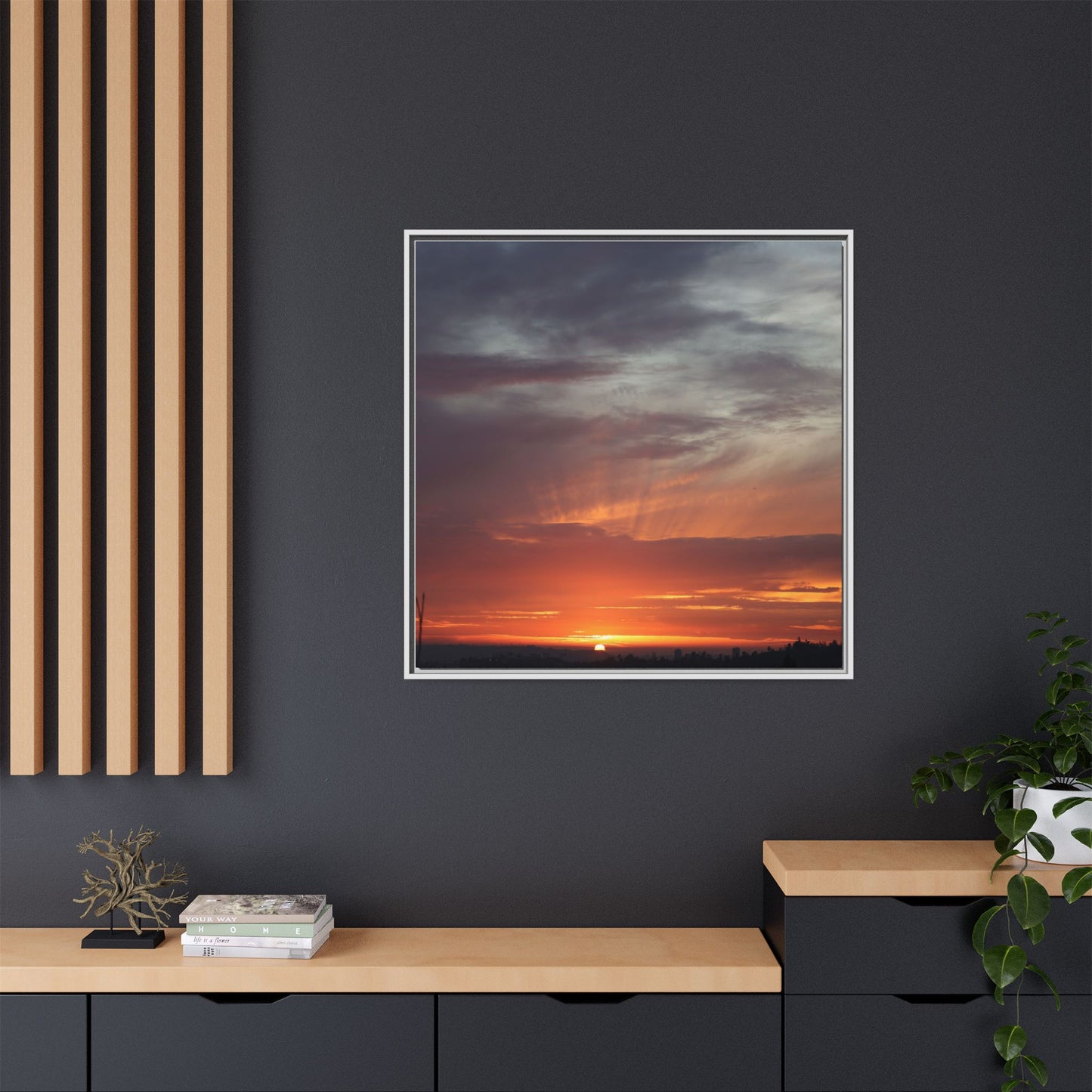 Fiery Horizon - Unique Stretched Canvas Wall Art
