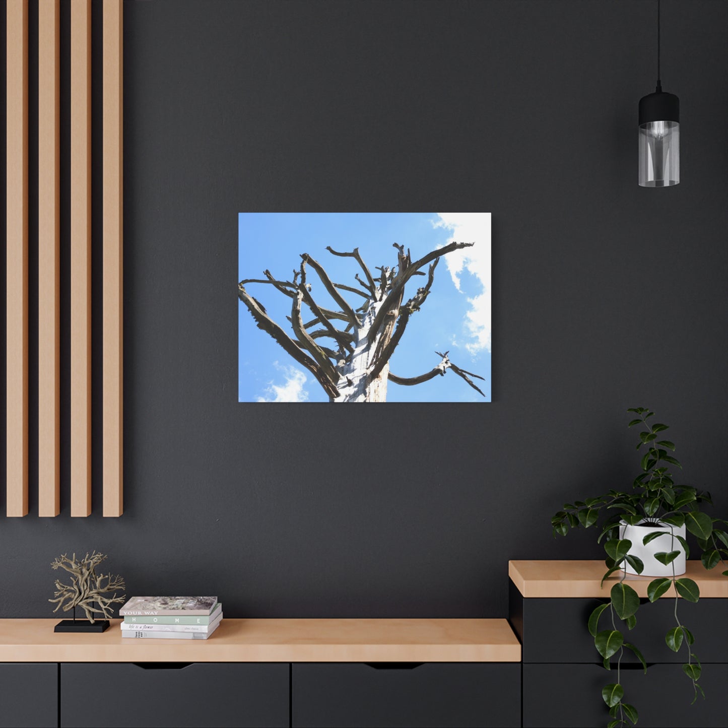 Skeletal Branches Reaching - Unique Frameless Canvas Wall Art