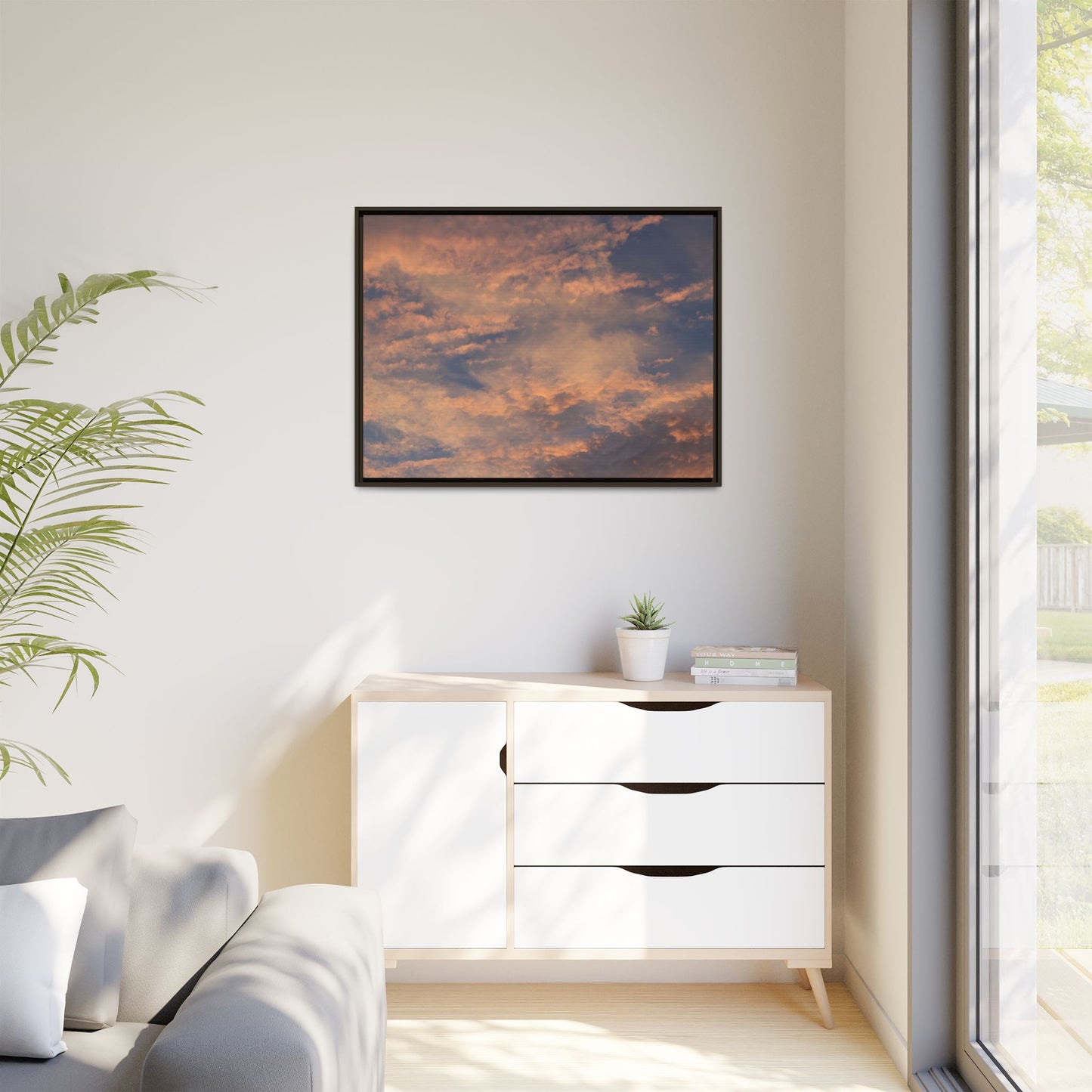 Sunset's Ethereal Canvas - Unique Stretched Canvas Wall Art