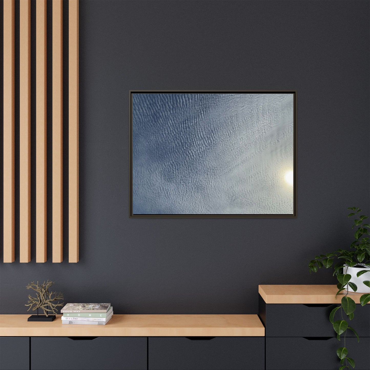 Undulating Whispers of Cerulean Stillness - Unique Stretched Canvas Wall Art