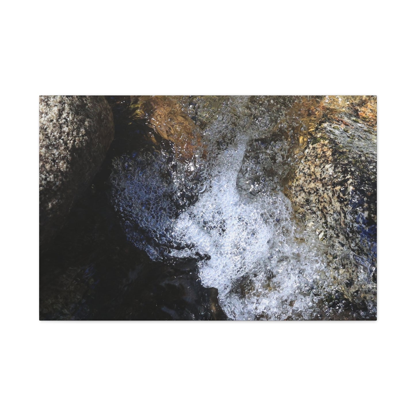 Water's Whisper Between Stone - Unique Frameless Canvas Wall Art