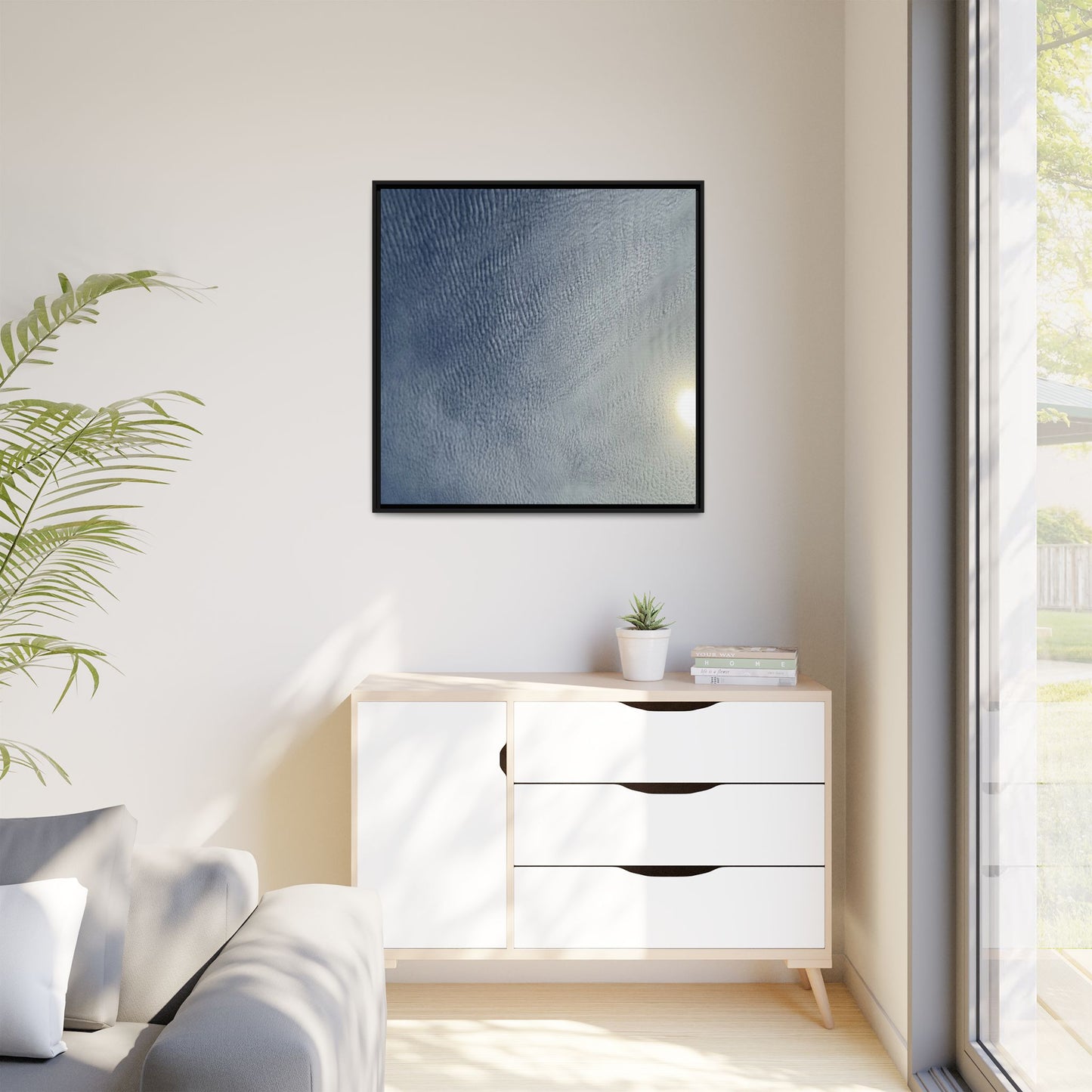 Undulating Whispers of Cerulean Stillness - Unique Stretched Canvas Wall Art