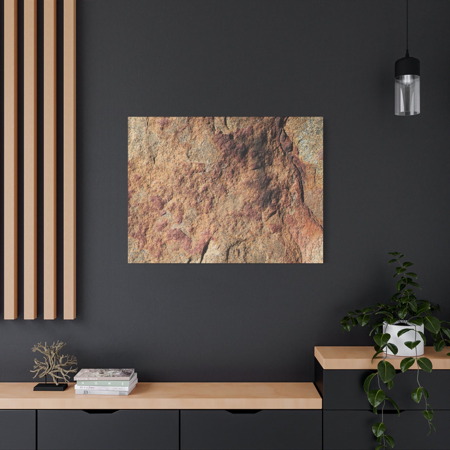Lithic Veins of Ember - Unique Frameless Canvas Wall Art