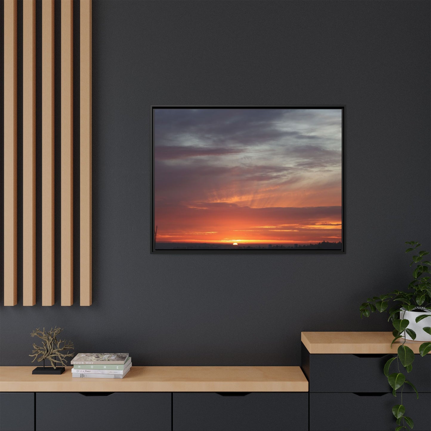 Fiery Horizon - Unique Stretched Canvas Wall Art