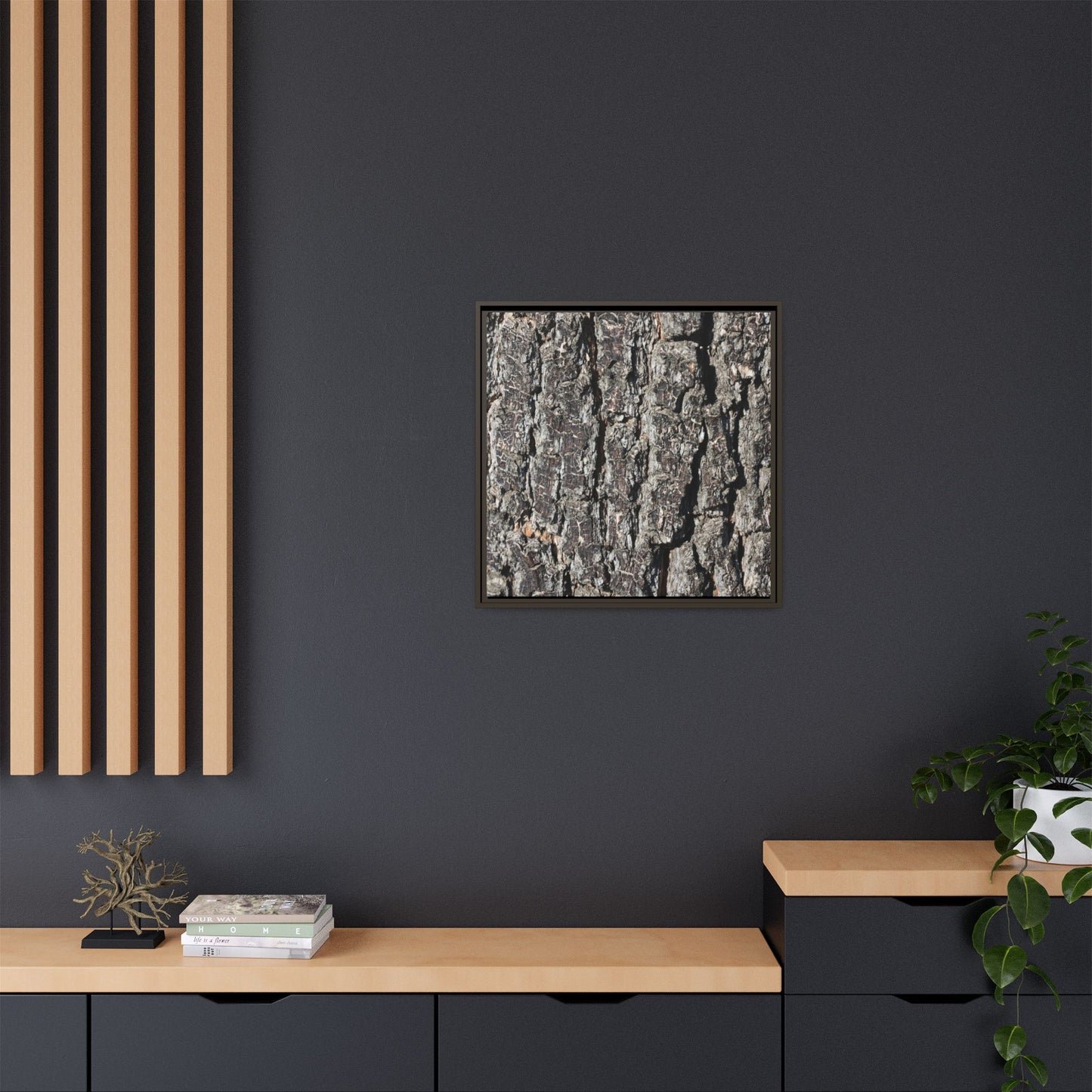 Bark Study in Gray - Unique Stretched Canvas Wall Art