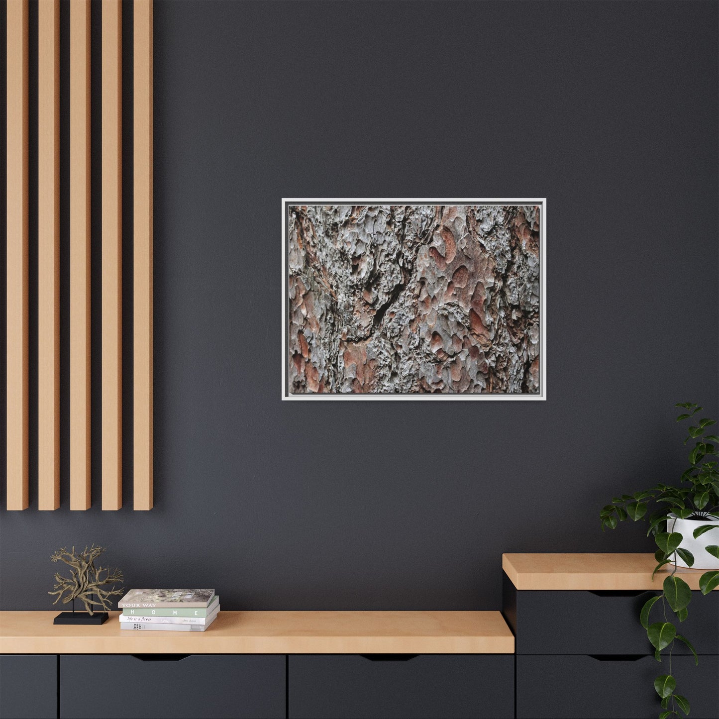 Bark Texture Symphony - Unique Stretched Canvas Wall Art