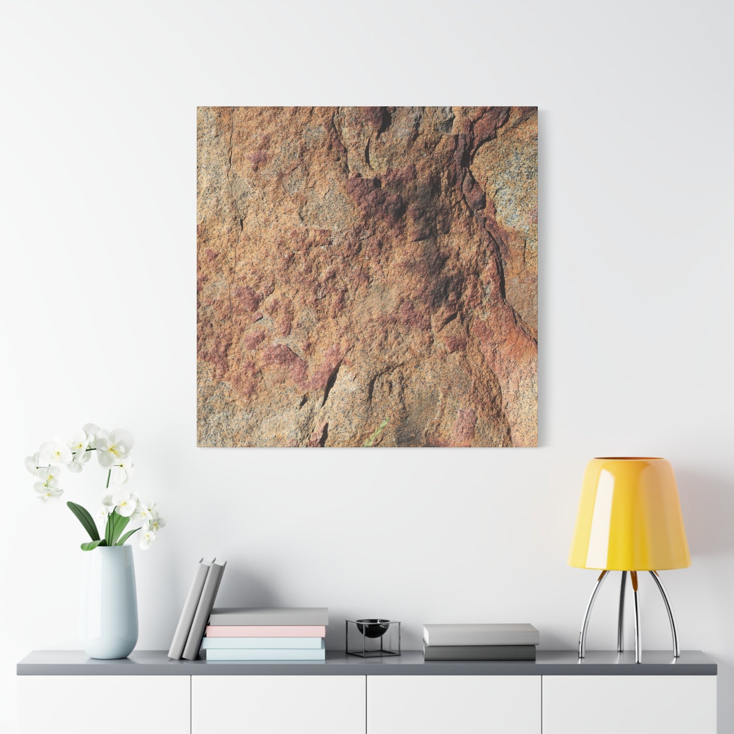 Lithic Veins of Ember - Unique Frameless Canvas Wall Art