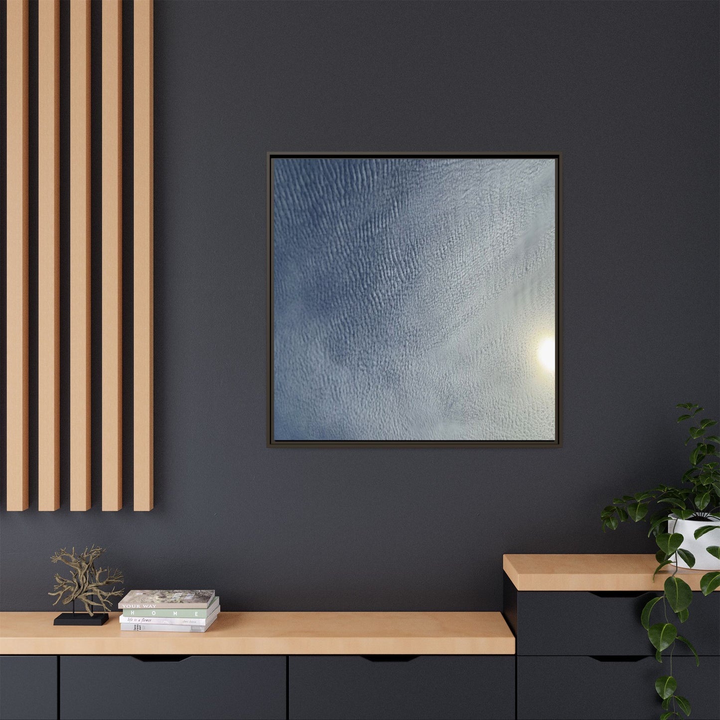 Undulating Whispers of Cerulean Stillness - Unique Stretched Canvas Wall Art