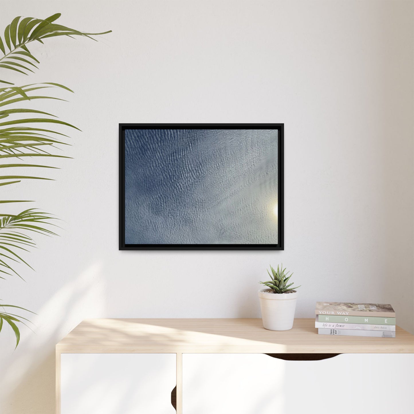 Undulating Whispers of Cerulean Stillness - Unique Stretched Canvas Wall Art