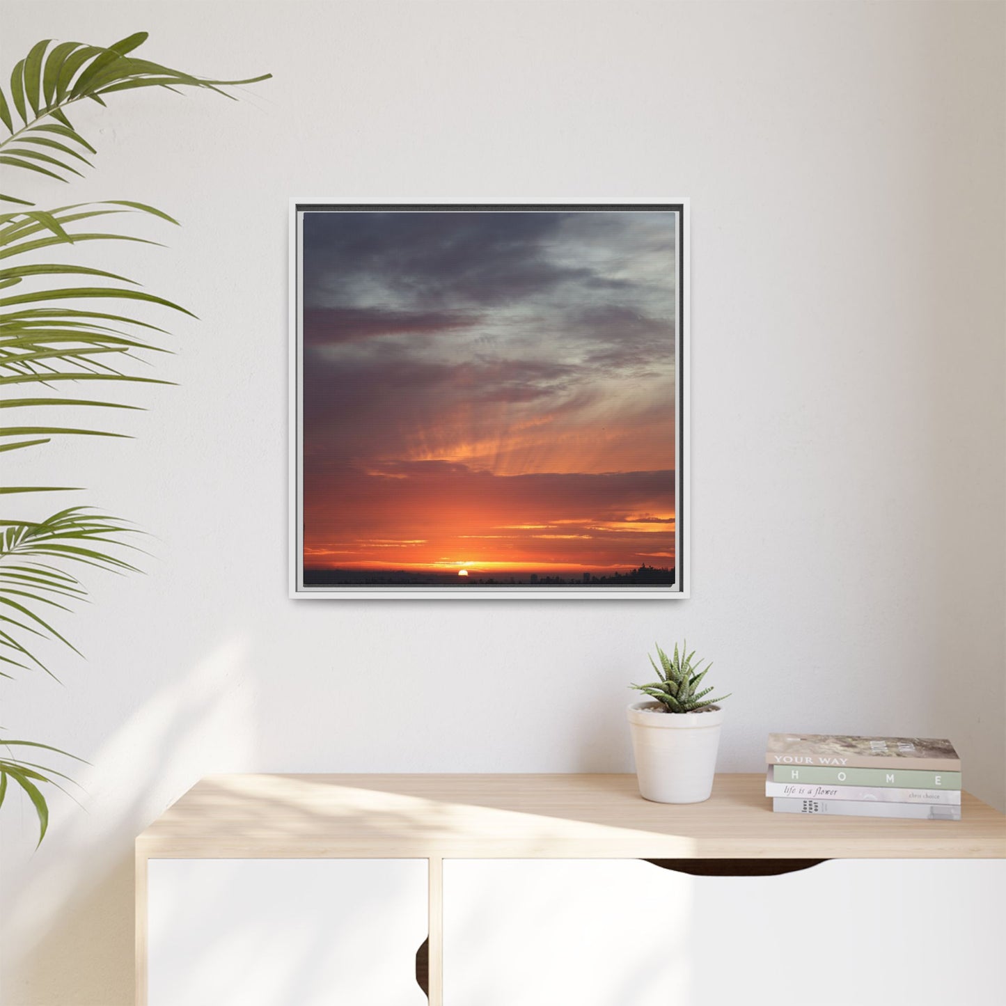 Fiery Horizon - Unique Stretched Canvas Wall Art