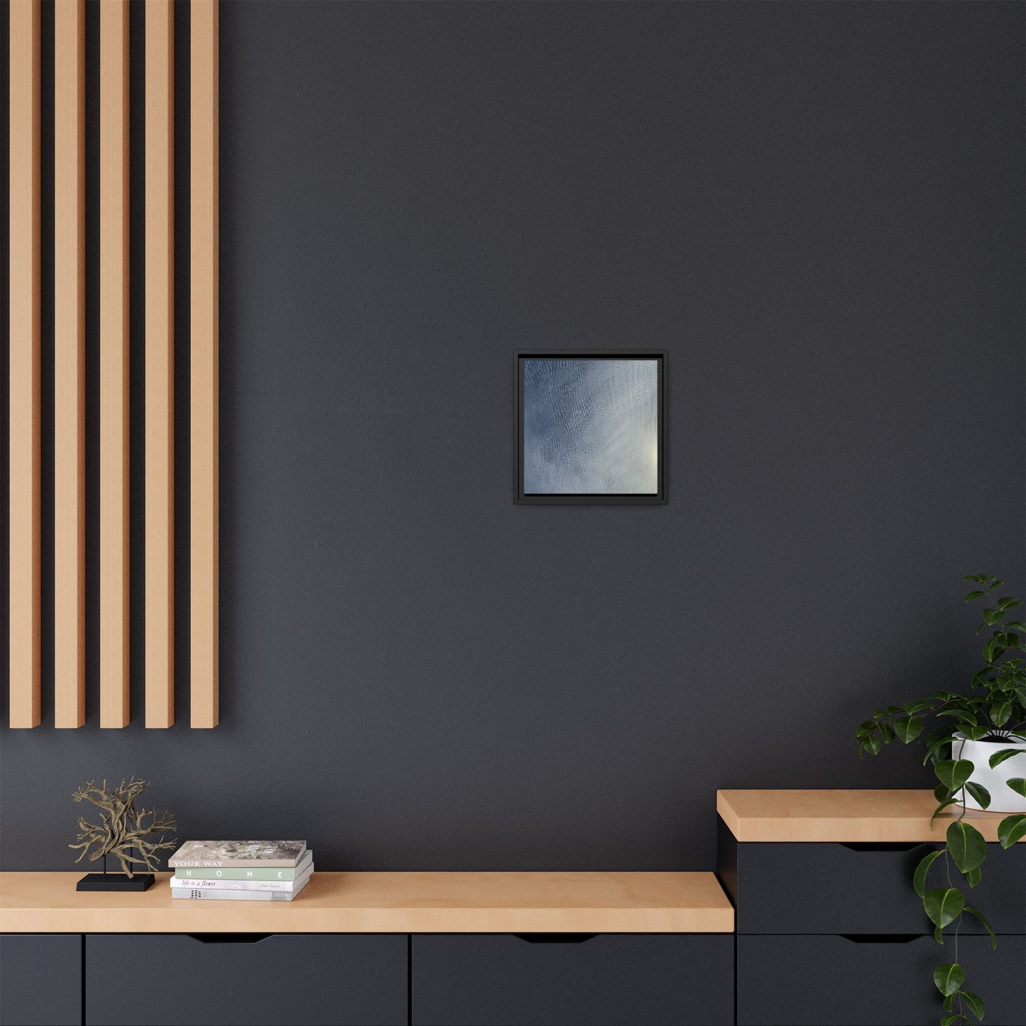 Undulating Whispers of Cerulean Stillness - Unique Stretched Canvas Wall Art