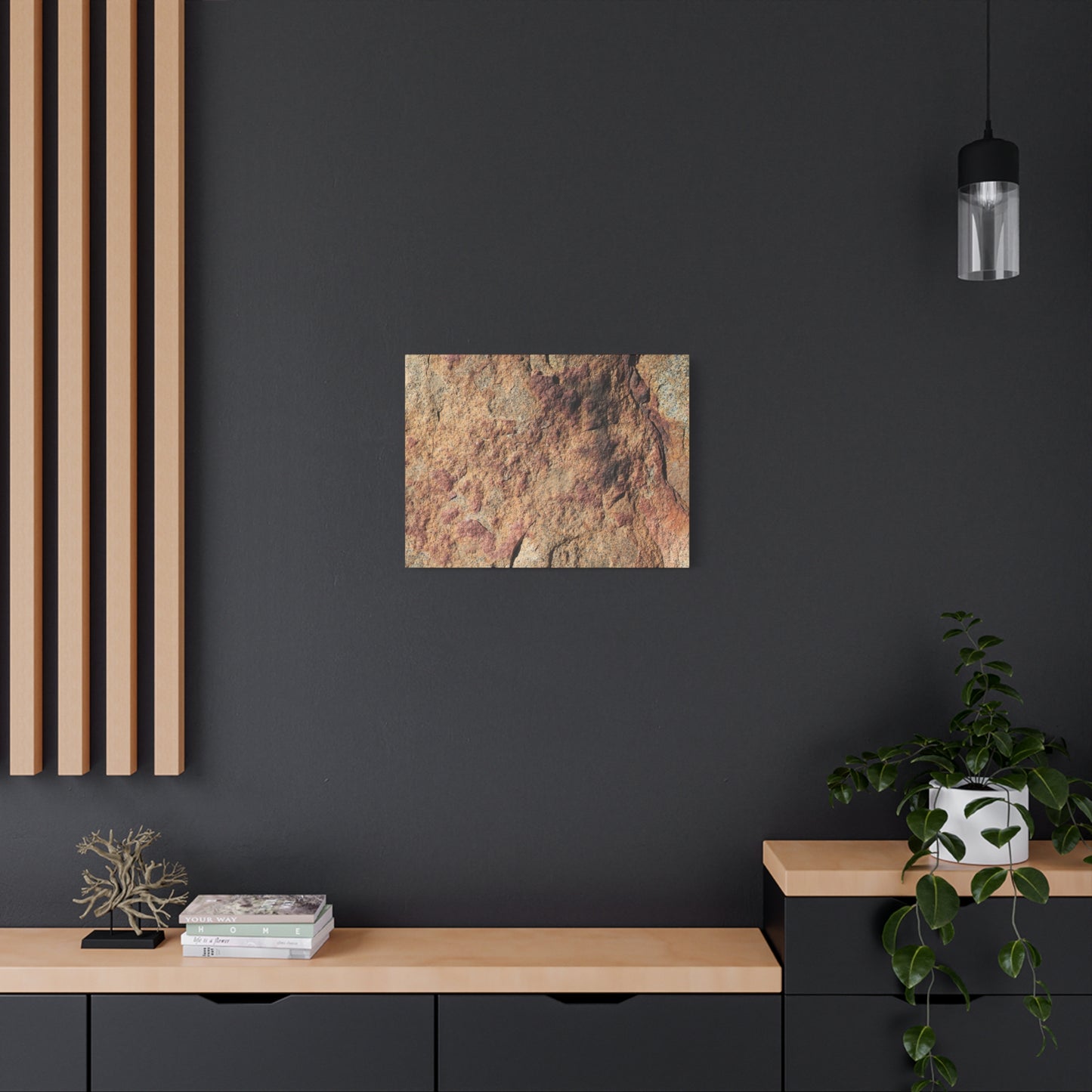 Lithic Veins of Ember - Unique Frameless Canvas Wall Art
