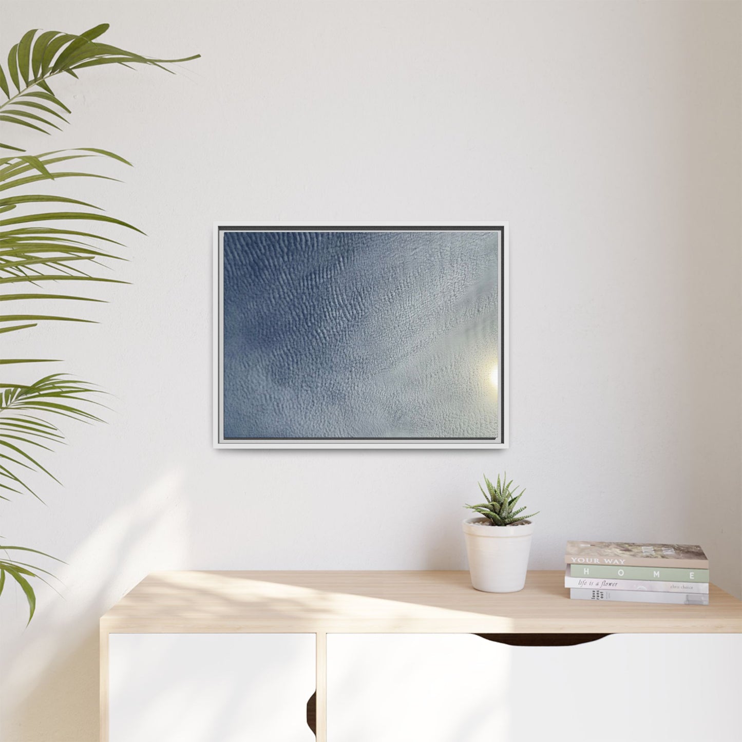 Undulating Whispers of Cerulean Stillness - Unique Stretched Canvas Wall Art