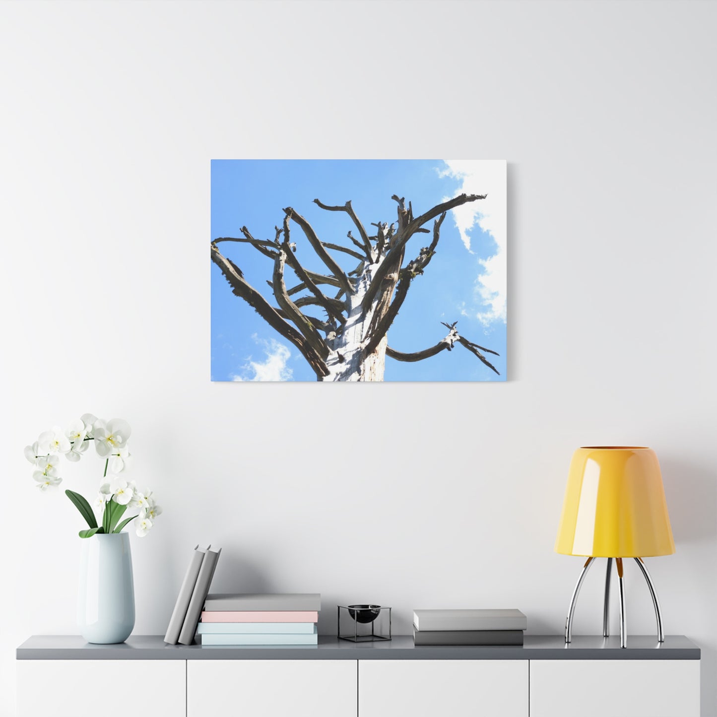 Skeletal Branches Reaching - Unique Frameless Canvas Wall Art
