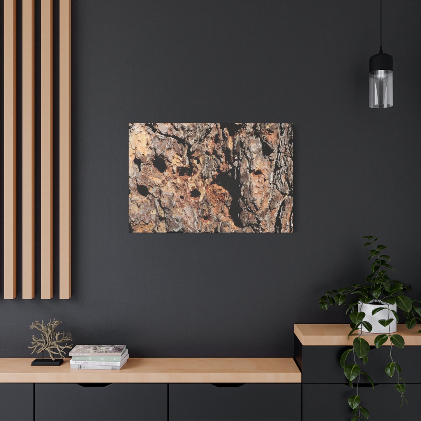 Tree Bark Mosaic - Unique Frameless Canvas Wall Art