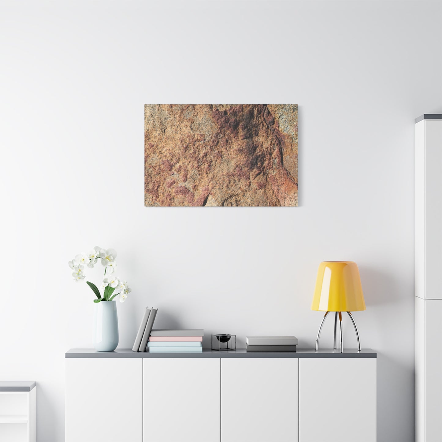 Lithic Veins of Ember - Unique Frameless Canvas Wall Art