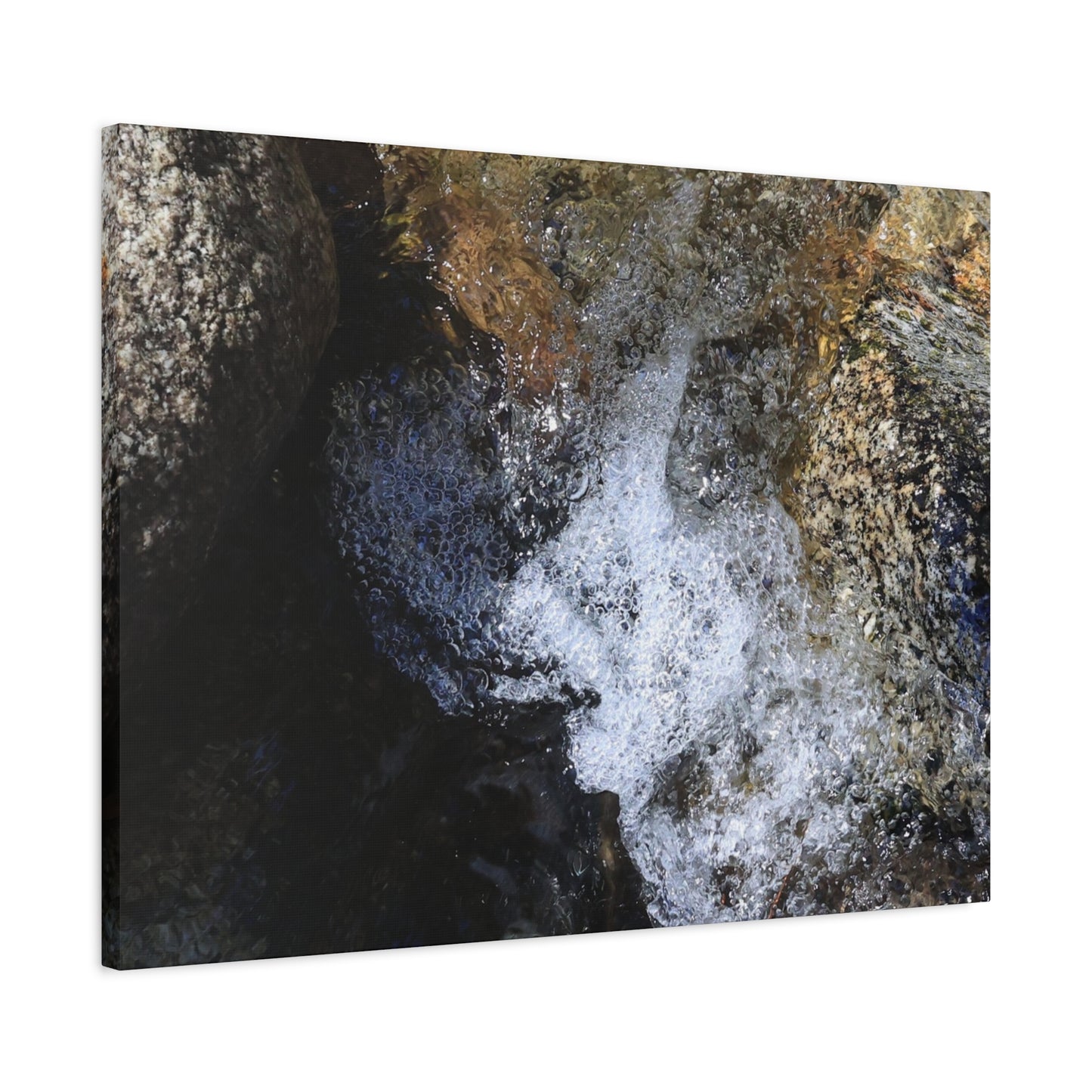 Water's Whisper Between Stone - Unique Frameless Canvas Wall Art