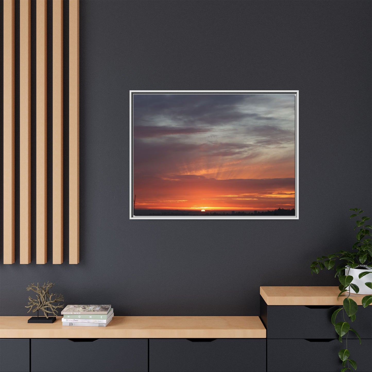 Fiery Horizon - Unique Stretched Canvas Wall Art