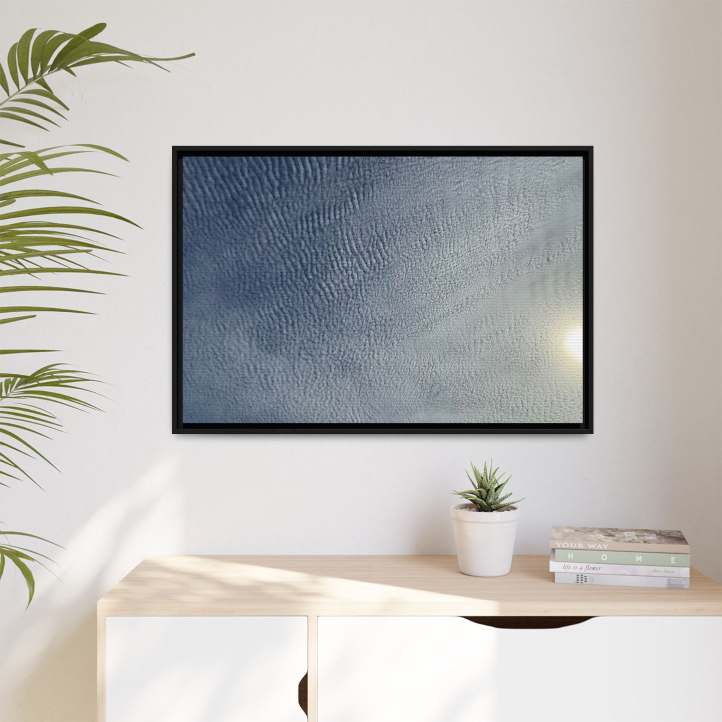 Undulating Whispers of Cerulean Stillness - Unique Stretched Canvas Wall Art