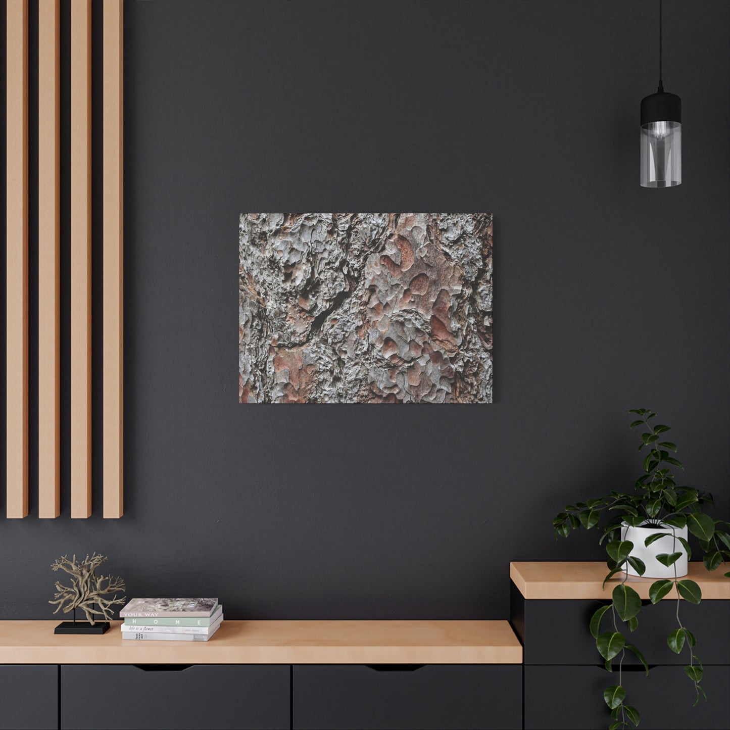 Textured Whispers of Bark - Unique Frameless Canvas Wall Art