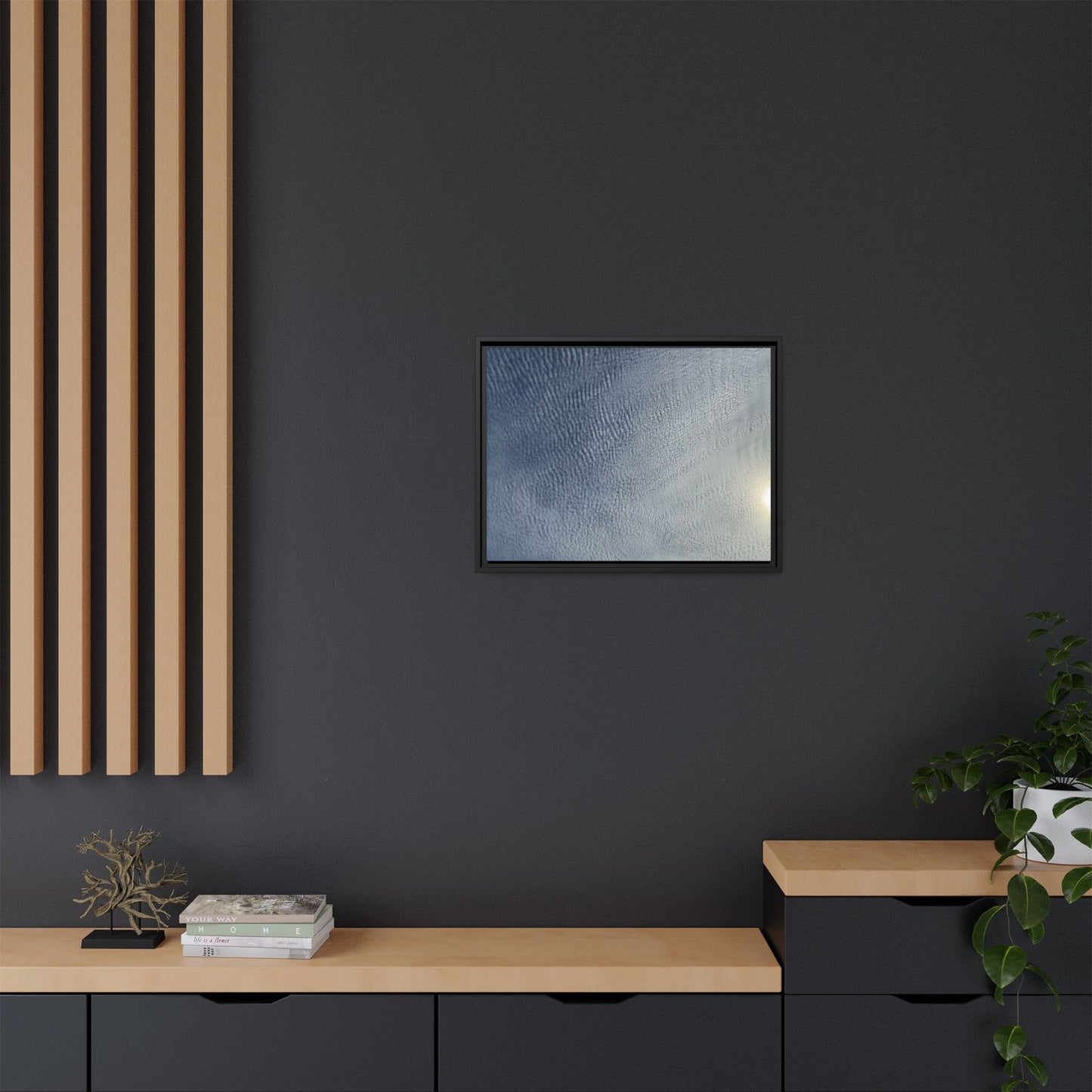 Undulating Whispers of Cerulean Stillness - Unique Stretched Canvas Wall Art