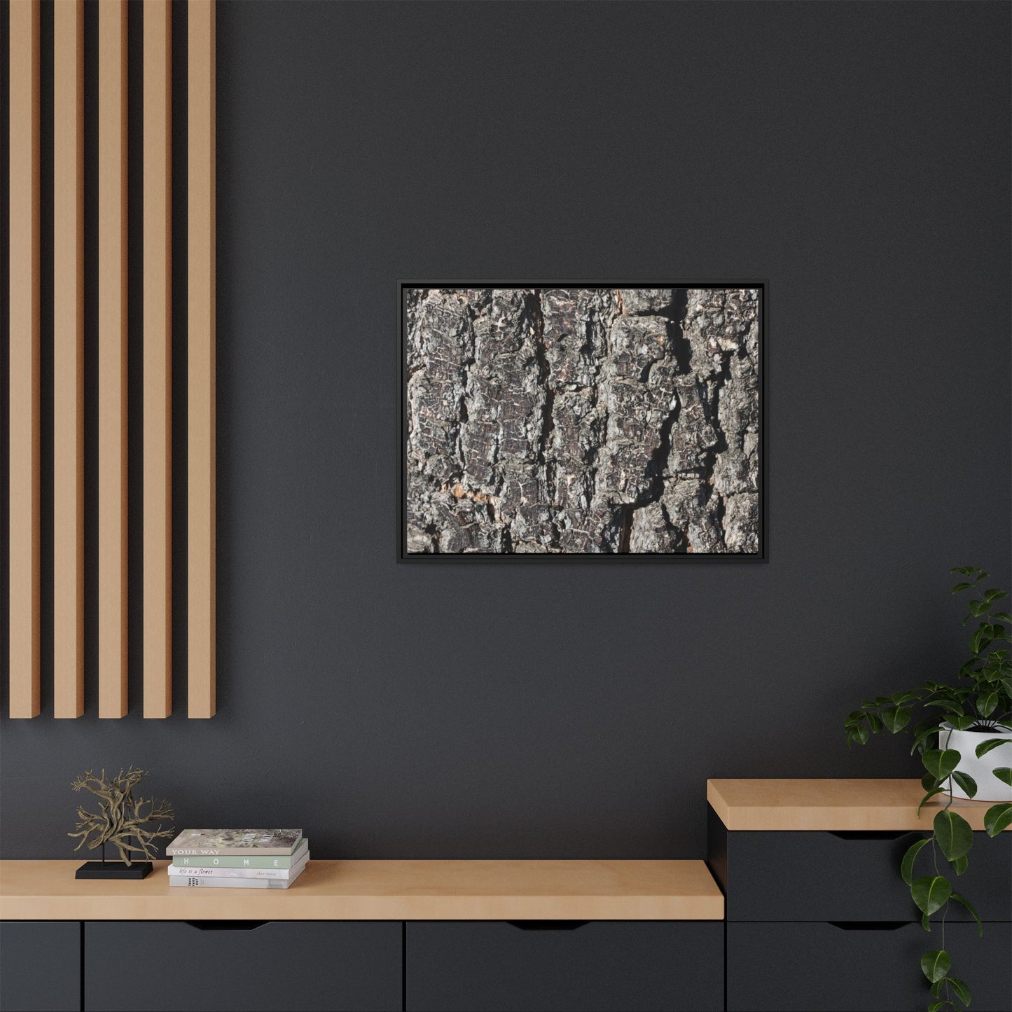 Bark Study in Gray - Unique Stretched Canvas Wall Art
