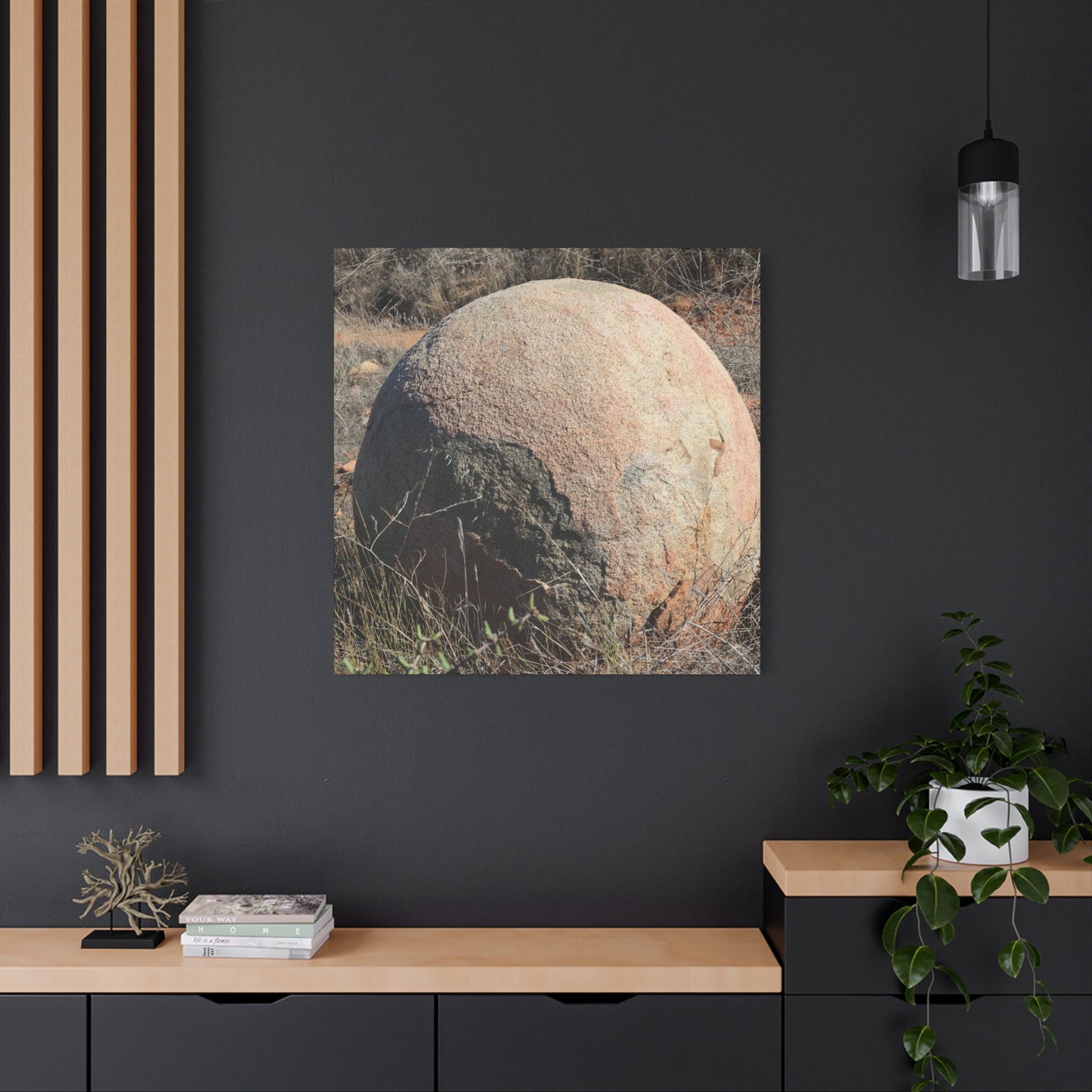 Spherical Stone at Rest - Unique Stretched Canvas Wall Art - Art By Earth