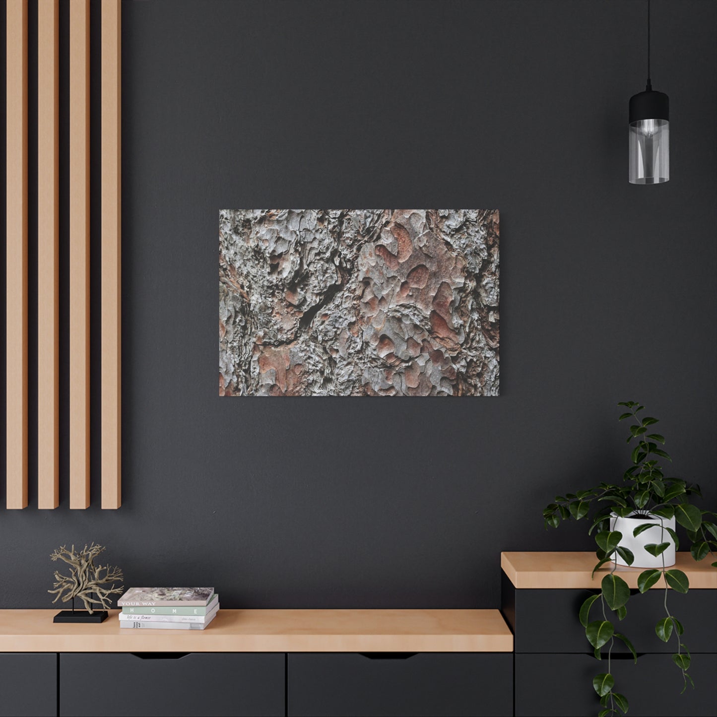 Textured Whispers of Bark - Unique Frameless Canvas Wall Art