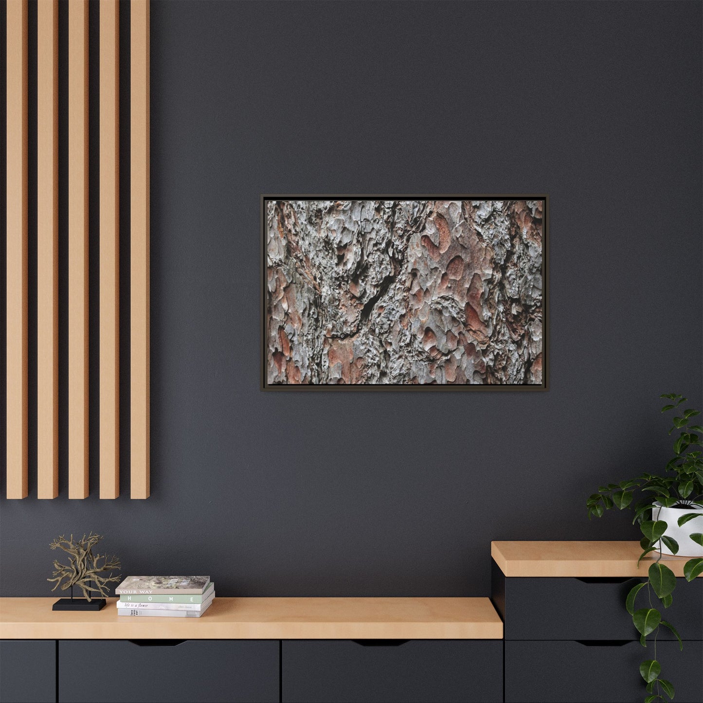 Bark Texture Symphony - Unique Stretched Canvas Wall Art