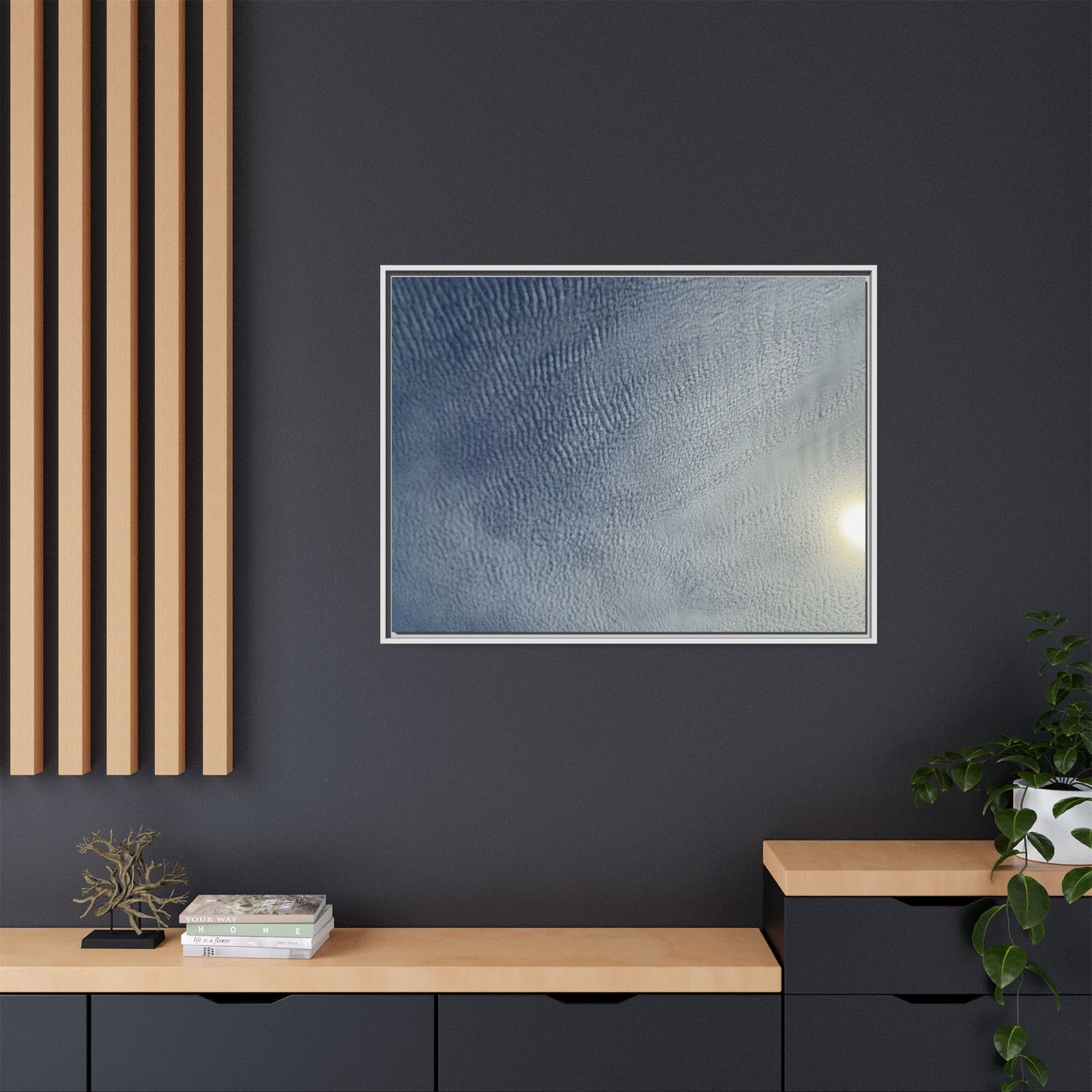 Undulating Whispers of Cerulean Stillness - Unique Stretched Canvas Wall Art